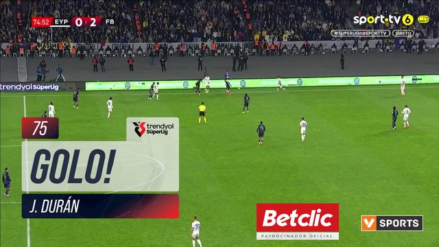 GOLO! Fenerbahçe, J. Durán aos 75', Eyüpspor 0-3 Fenerbahçe
