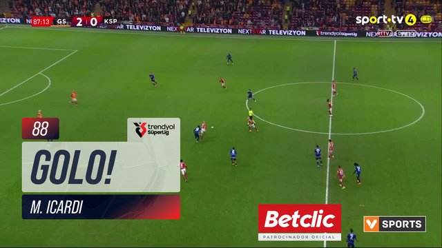 GOLO! Galatasaray, M. Icardi aos 88', Galatasaray 3-0 Kasımpaşa