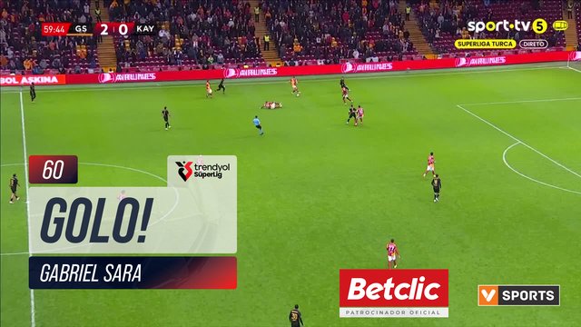GOLO! Galatasaray, Gabriel Sara aos 60', Galatasaray 3-0 Kayserispor