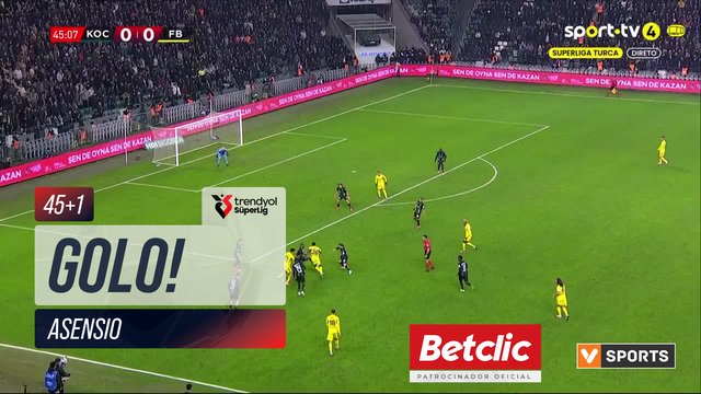 GOLO! Fenerbahçe, Asensio aos 45'+1', Kocaelispor 0-1 Fenerbahçe