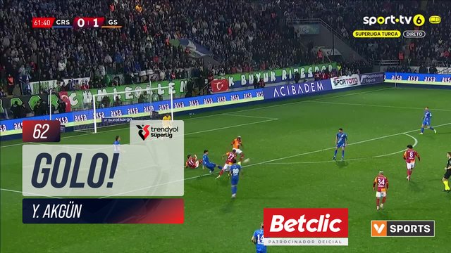 GOLO! Galatasaray, Y. Akgün aos 62', Rizespor 0-2 Galatasaray