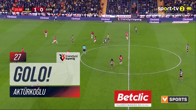 GOLO! Fenerbahçe, Aktürkoğlu aos 27', Fenerbahçe 2-0 Gençlerbirliği