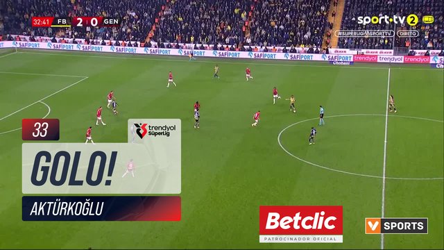 GOLO! Fenerbahçe, Aktürkoğlu aos 33', Fenerbahçe 3-0 Gençlerbirliği