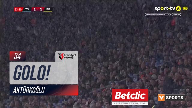 GOLO! Fenerbahçe, Aktürkoğlu aos 34', Trabzonspor 1-2 Fenerbahçe