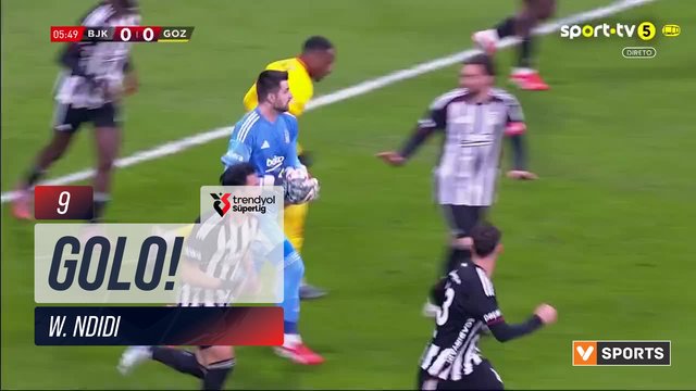 GOLO! Beşiktaş, W. Ndidi aos 9', Beşiktaş 1-0 Göztepe