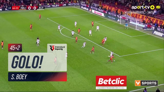 GOLO! Galatasaray, S. Boey aos 45'+2', Galatasaray 1-0 Alanyaspor