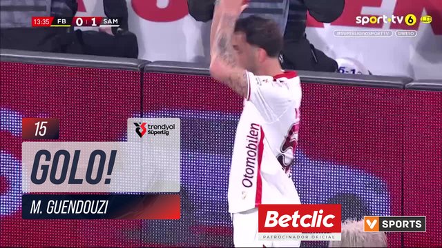 GOLO! Fenerbahçe, M. Guendouzi aos 15', Fenerbahçe 1-1 Samsunspor