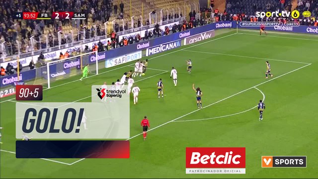 GOLO! Fenerbahçe aos 90'+5', Fenerbahçe 3-2 Samsunspor