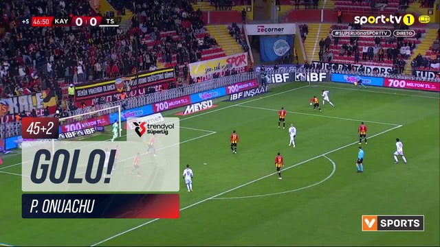 GOLO! Trabzonspor, P. Onuachu aos 45'+2', Kayserispor 0-1 Trabzonspor