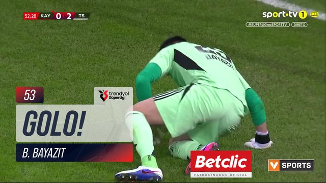GOLO! Trabzonspor, B. Bayazıt (p.b.) aos 53', Kayserispor 0-3 Trabzonspor