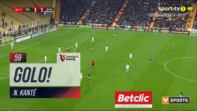 GOLO! Fenerbahçe, N. Kanté aos 59', Fenerbahçe 2-1 Gaziantep FK