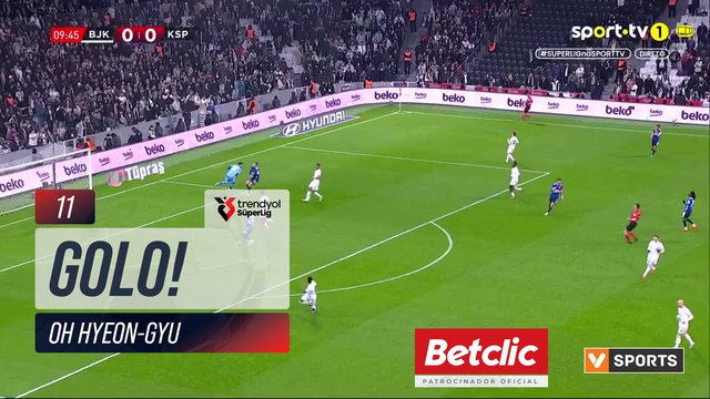 GOLO! Beşiktaş, Oh Hyeon-Gyu aos 11', Beşiktaş 1-0 Kasımpaşa