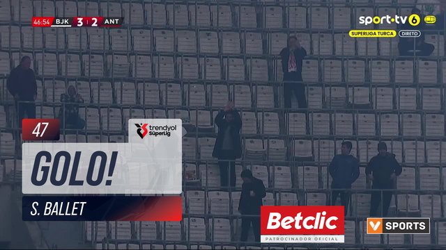 GOLO! Antalyaspor, S. Ballet aos 47', Beşiktaş 3-2 Antalyaspor