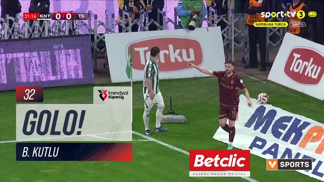 GOLO! Konyaspor, B. Kutlu aos 32', Konyaspor 1-0 Trabzonspor