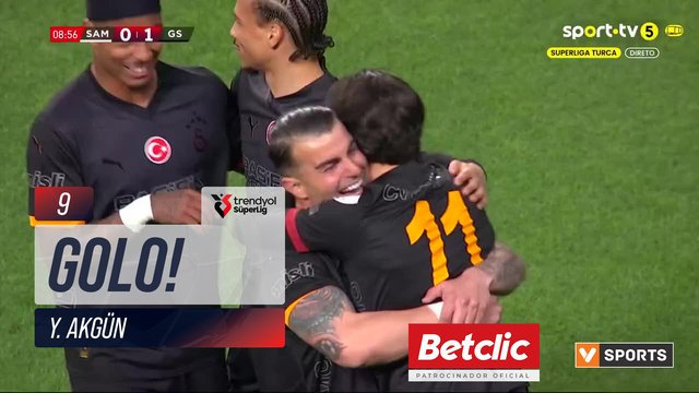GOLO! Galatasaray, Y. Akgün aos 9', Samsunspor 0-1 Galatasaray