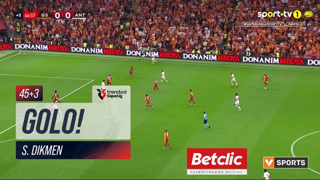 GOLO! Antalyaspor, S. Dikmen aos 45'+3', Galatasaray 0-1 Antalyaspor