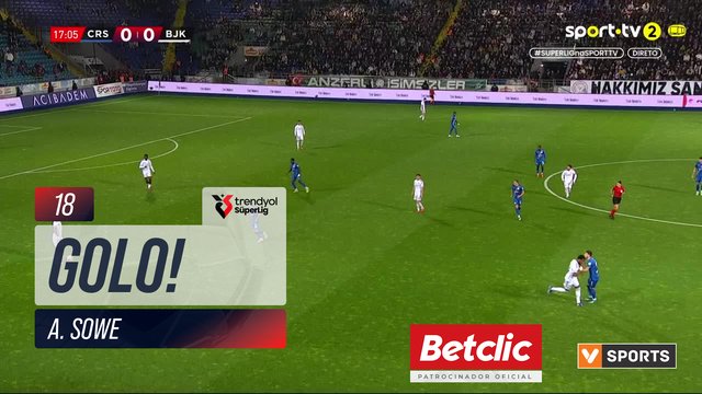 GOLO! Rizespor, A. Sowe aos 18', Rizespor 1-0 Beşiktaş