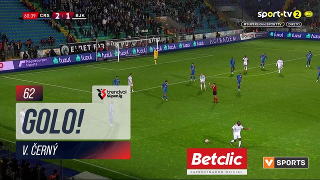 GOLO! Beşiktaş, V. Černý aos 62', Rizespor 2-2 Beşiktaş