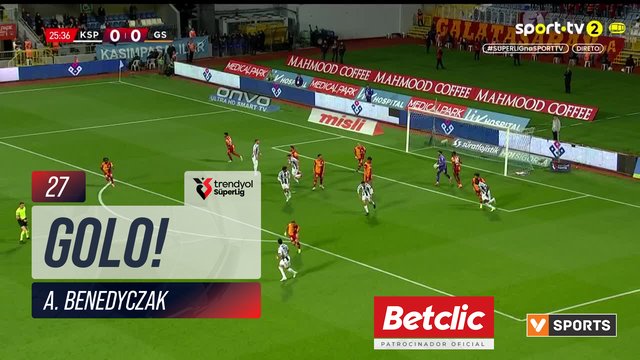 GOLO! Kasımpaşa, A. Benedyczak aos 27', Kasımpaşa 1-0 Galatasaray