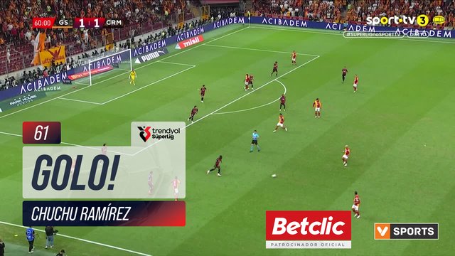 GOLO! Çorum, Chuchu Ramírez aos 61', Galatasaray 1-2 Çorum