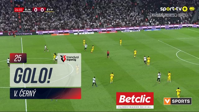 GOLO! Beşiktaş, V. Černý aos 25', Beşiktaş 1-0 Eyüpspor