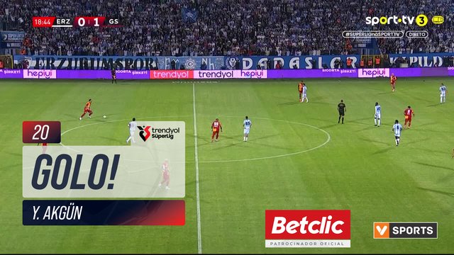 GOLO! Galatasaray, Y. Akgün aos 20', Erzurumspor FK 0-2 Galatasaray
