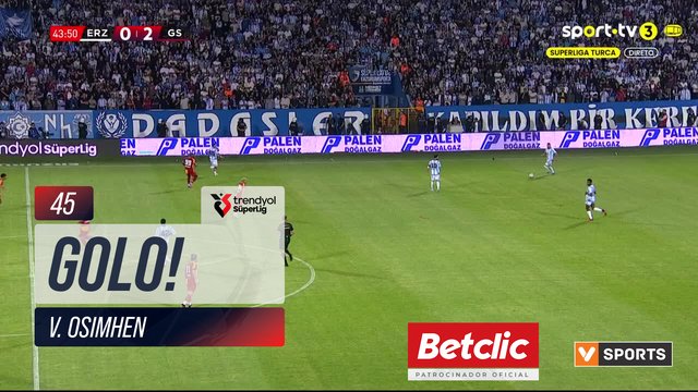 GOLO! Galatasaray, V. Osimhen aos 45', Erzurumspor FK 0-3 Galatasaray