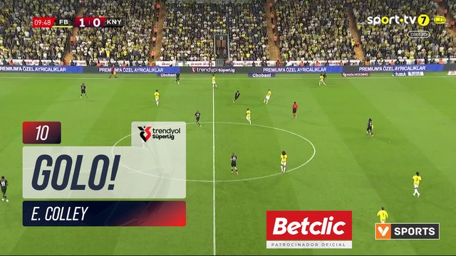 GOLO! Konyaspor, E. Colley aos 10', Fenerbahçe 1-1 Konyaspor
