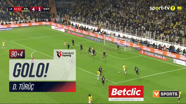 GOLO! Konyaspor, D. Türüç aos 90'+4', Fenerbahçe 4-2 Konyaspor