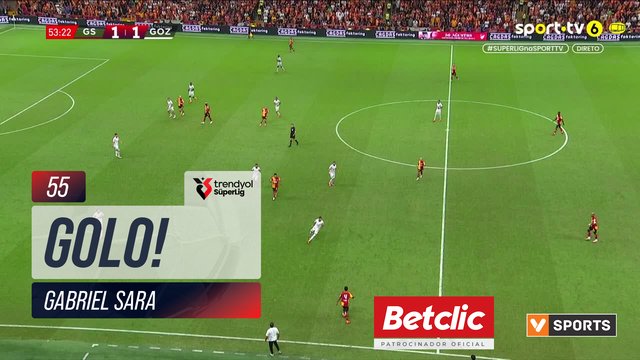 GOLO! Galatasaray, Gabriel Sara aos 55', Galatasaray 2-1 Göztepe