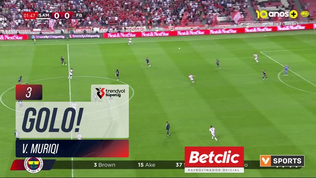 GOLO! Fenerbahçe, V. Muriqi aos 3', Samsunspor 0-1 Fenerbahçe