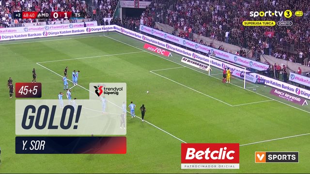 GOLO! Amed, Y. Sor aos 45'+5', Amed 1-1 Trabzonspor