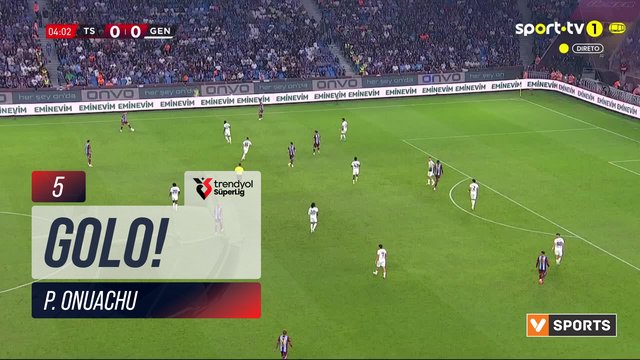 GOLO! Trabzonspor, P. Onuachu aos 5', Trabzonspor 1-0 Gençlerbirliği