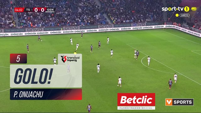 GOLO! Trabzonspor, P. Onuachu aos 5', Trabzonspor 1-0 Gençlerbirliği