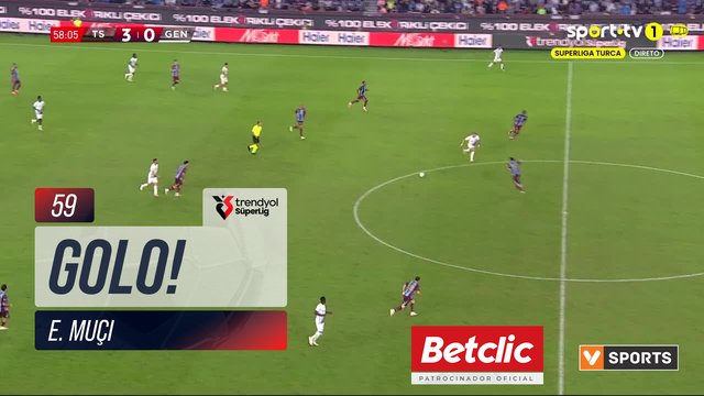 GOLO! Trabzonspor, E. Muçi aos 59', Trabzonspor 4-0 Gençlerbirliği