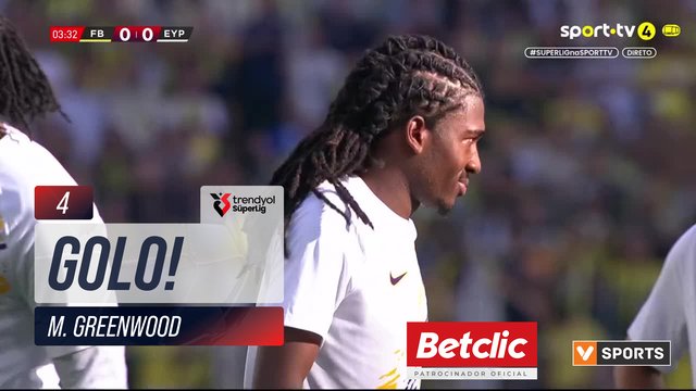 GOLO! Fenerbahçe, M. Greenwood aos 4', Fenerbahçe 1-0 Eyüpspor