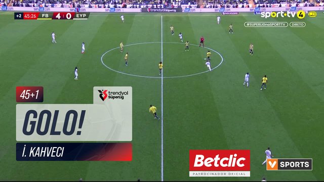 GOLO! Fenerbahçe, İ. Kahveci aos 45'+1', Fenerbahçe 5-0 Eyüpspor