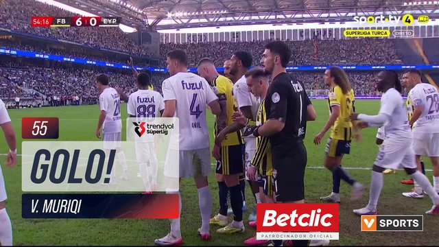 GOLO! Fenerbahçe, V. Muriqi aos 55', Fenerbahçe 7-0 Eyüpspor