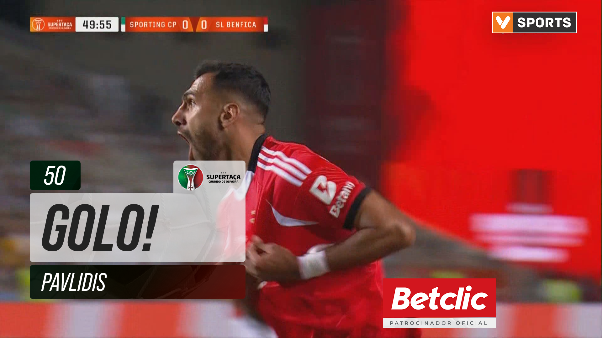 GOLO! Benfica, Pavlidis aos 50', Sporting 0-1 Benfica