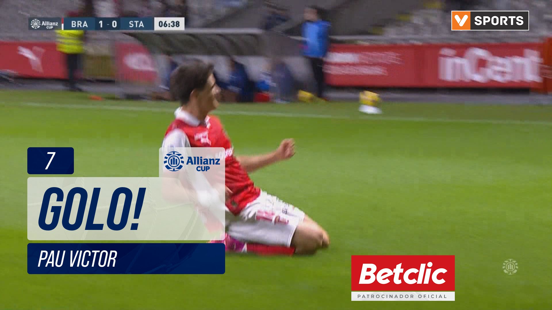 GOLO! Braga, Pau Victor aos 7', Braga 1-0 Santa Clara