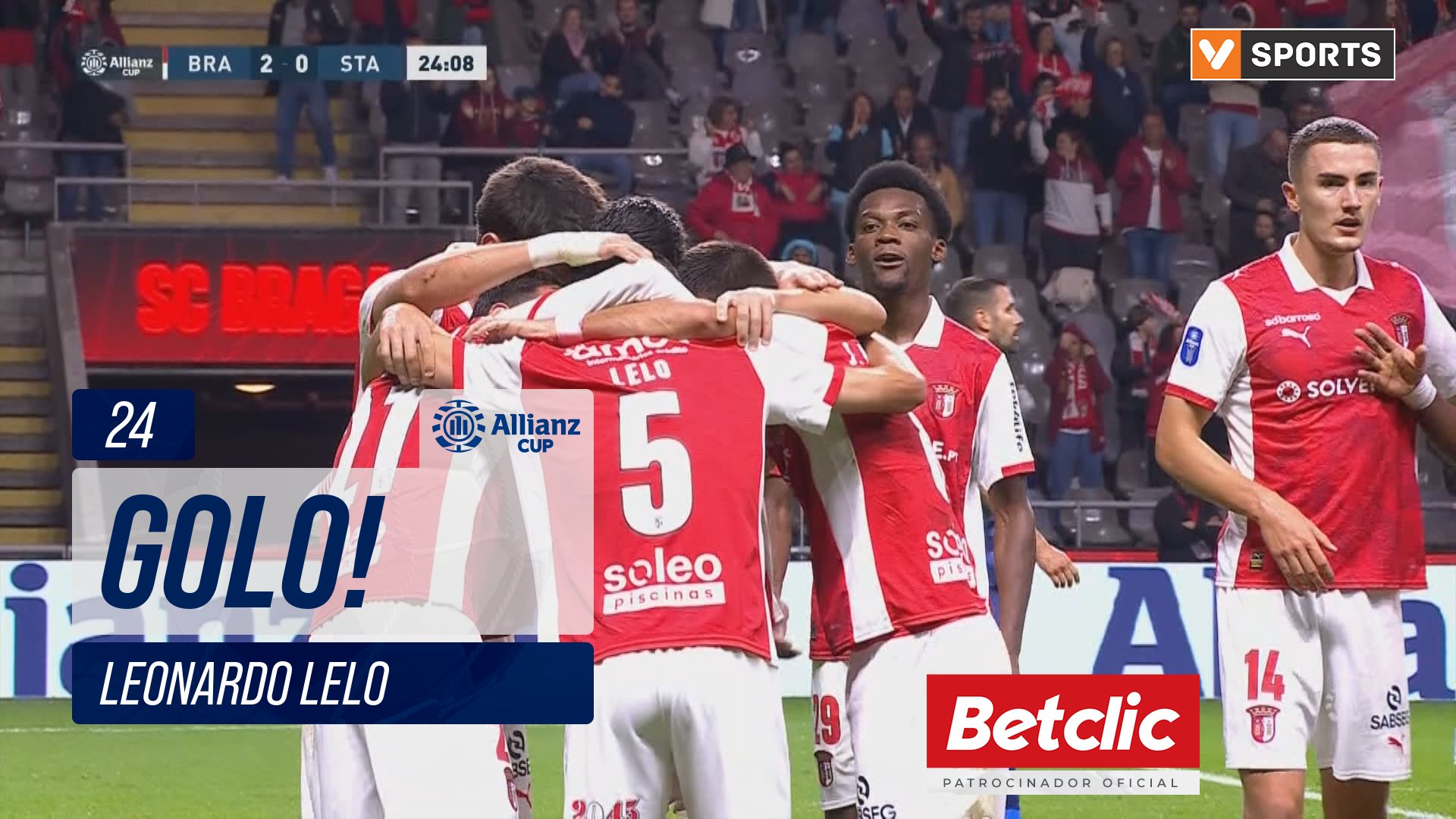 GOLO! Braga, Leonardo Lelo aos 24', Braga 2-0 Santa Clara
