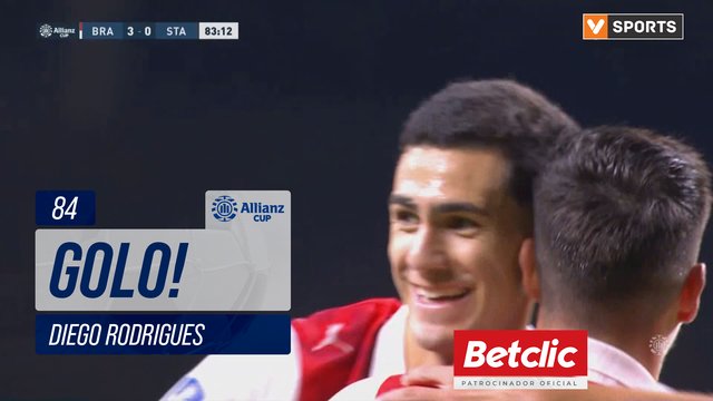 GOLO! Braga, Diego Rodrigues aos 84', Braga 4-0 Santa Clara