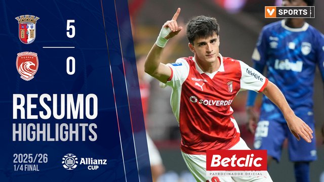 Allianz Cup (Quartos de Final): Resumo Braga 5-0 Santa Clara