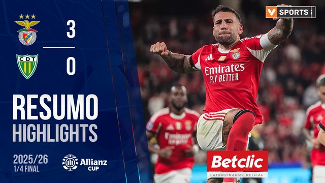 Allianz Cup (Quartos de Final): Resumo Benfica 3-0 Tondela
