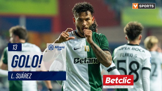 GOLO! Sporting, L. Suárez aos 13', Sporting 1-0 Vitória SC