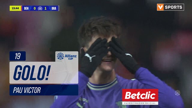GOLO! Braga, Pau Victor aos 19', Benfica 0-1 Braga