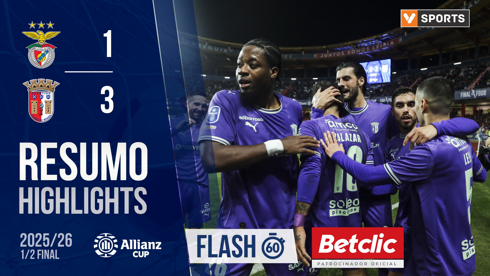 Taça da Liga (Meias-Finais): Resumo Flash Benfica 1-3 Braga