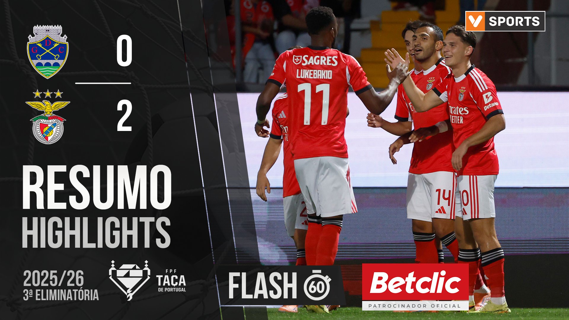 Taça de Portugal (3ª Eliminatória): Resumo Flash Chaves 0-2 Benfica