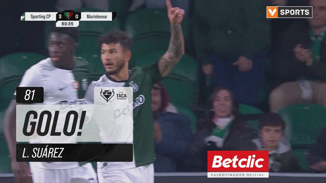 GOLO! Sporting, L. Suárez aos 81', Sporting 3-0 Marinhense