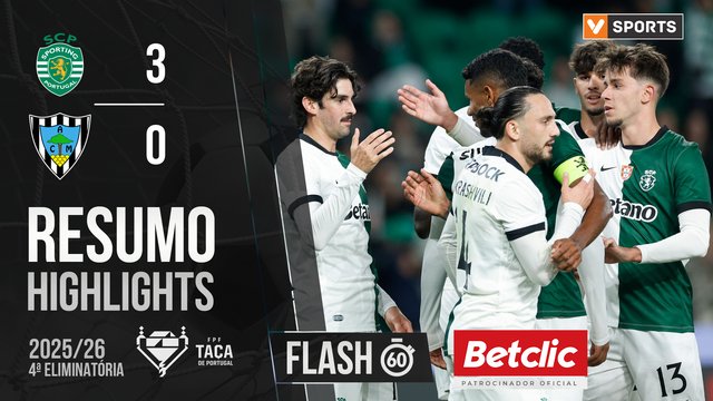 Taça de Portugal (4ª Eliminatória): Resumo Flash Sporting 3-0 Marinhense